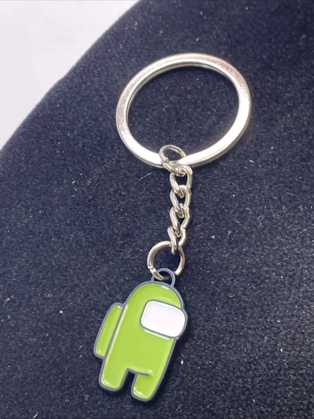 Among Us Green Keychain Silver